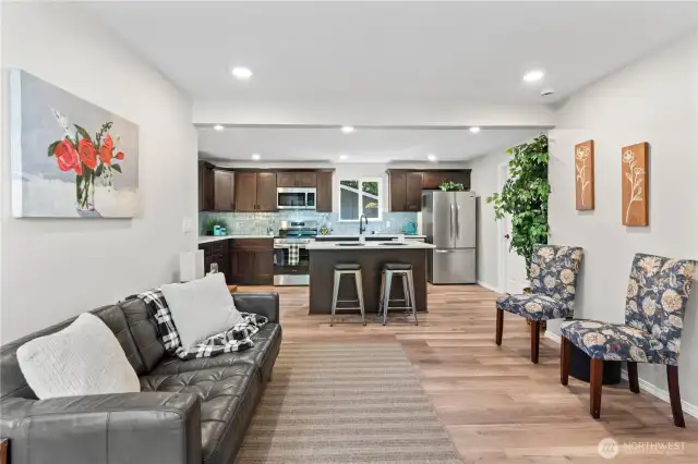 Enter into Great Room w/Living, Kitchen & Dining Areas!