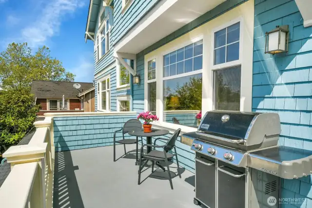 The wrap-around deck enjoys southern light- great place to entertain and grill.
