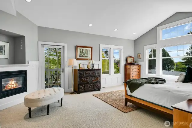 This large primary suite offers a second gas fireplace, incredible bathroom and walk-in closet.