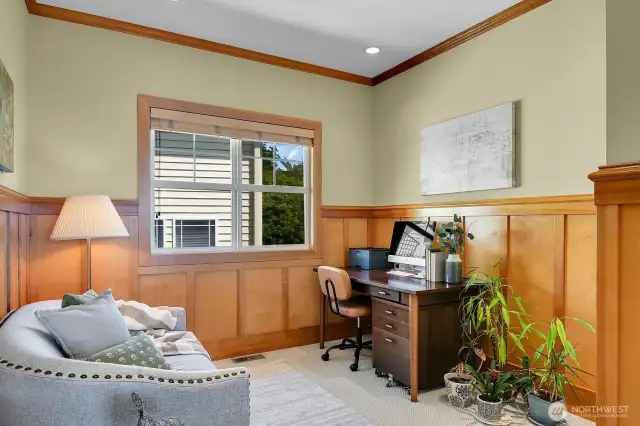 This is the 4th bedroom upstairs- currently being used as an office. The closet is tucked around the corner.