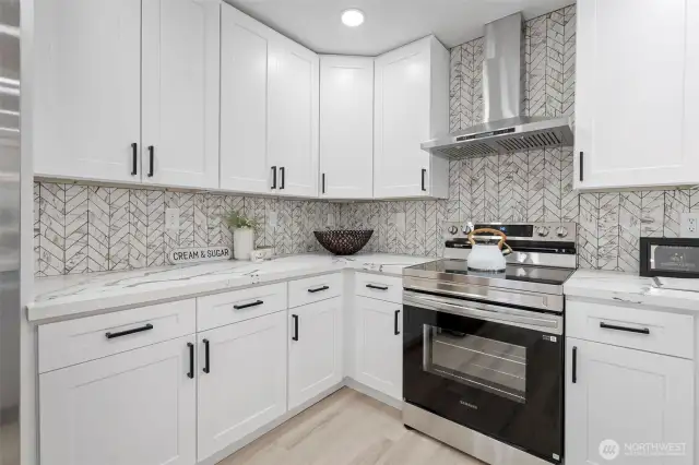 all new white cabinets with stainless steel appliances