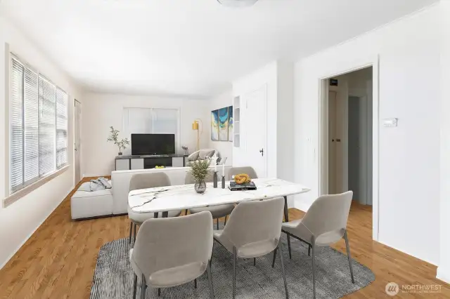 Lower level has original oak hardwood floors