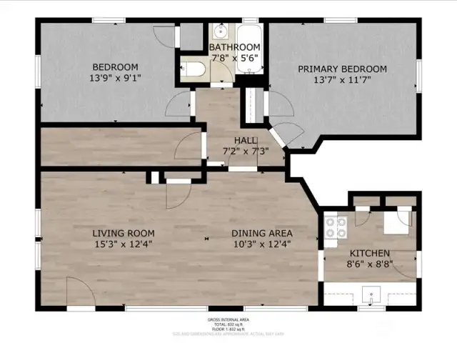 Garden level unit's floor plan.