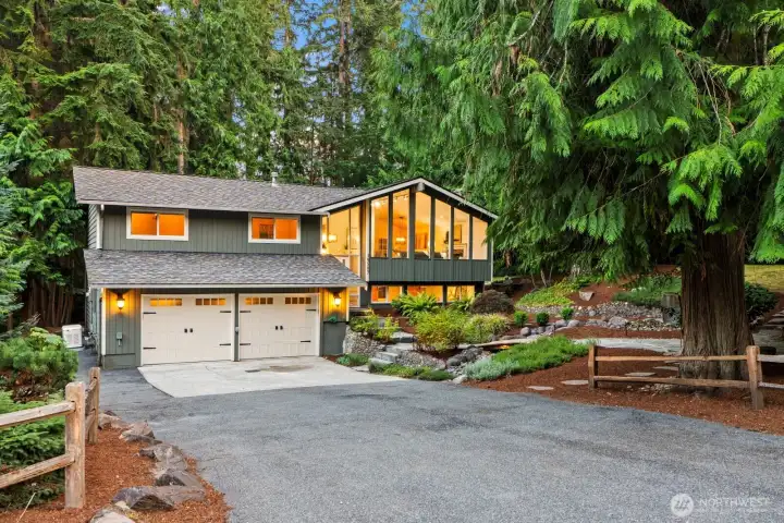 Beautifully remodeled northwest contemporary on a truly park-like lot.