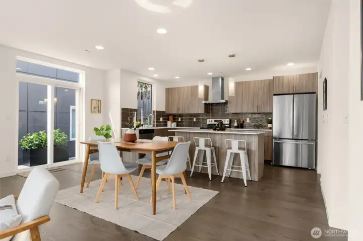 Breakfast bar + room for your dining room table