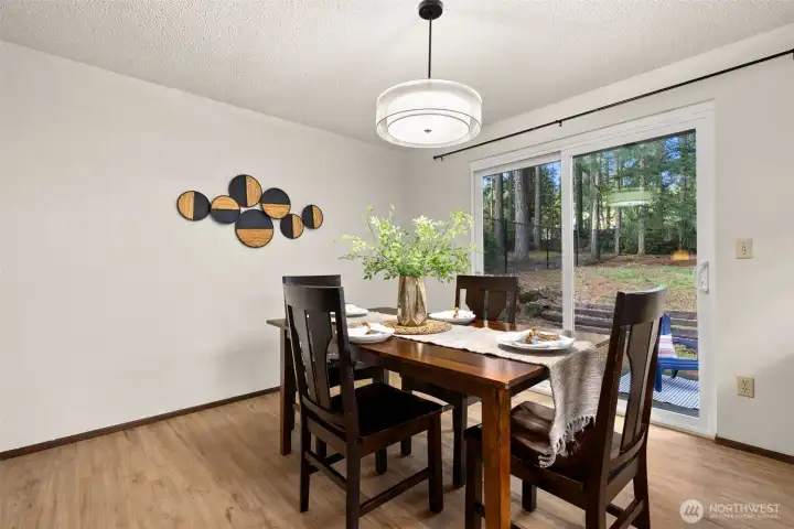 Dining room just off the living room and kitchen