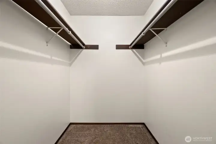 Walk-in closet in primary suite