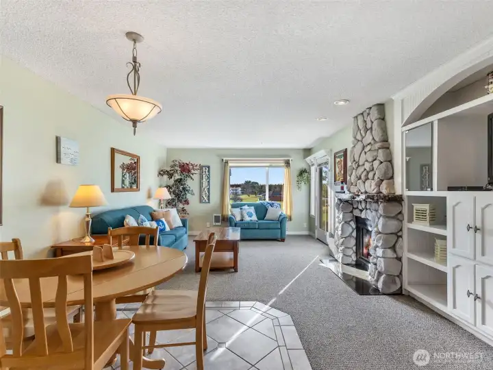 Eat-in dining area and living room of unit 420.