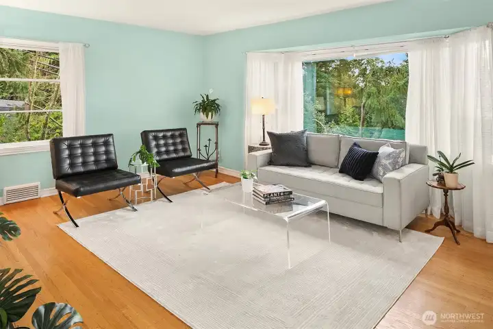 The hardwood flooring is in wonderful condition.