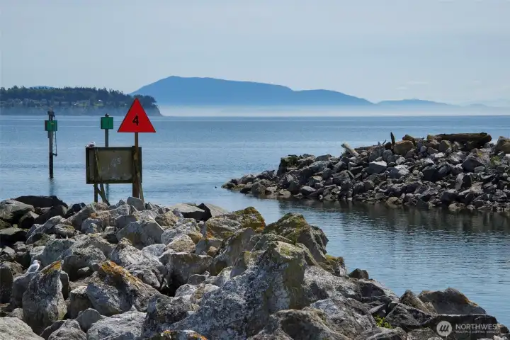Looking at Orcas Island to the South from Marina entrance