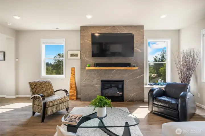 Spacious living room with wonderful natural light.