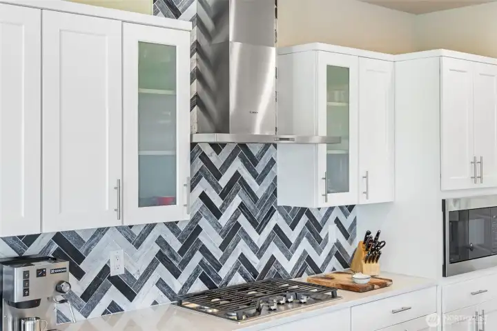 Custom kitchen upgrades with an open floor plan.