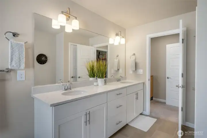 Primary bathroom with double sinks
