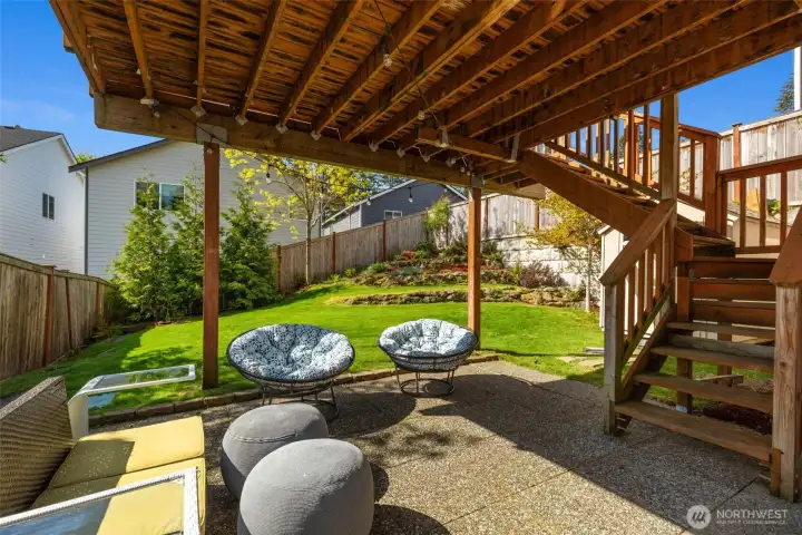 Spacious patio with direct access to the main level view deck.