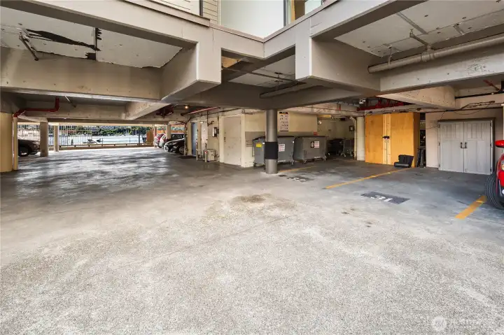 Parking space in gated garage plus additional storage Parking space in gated garage plus additional storage