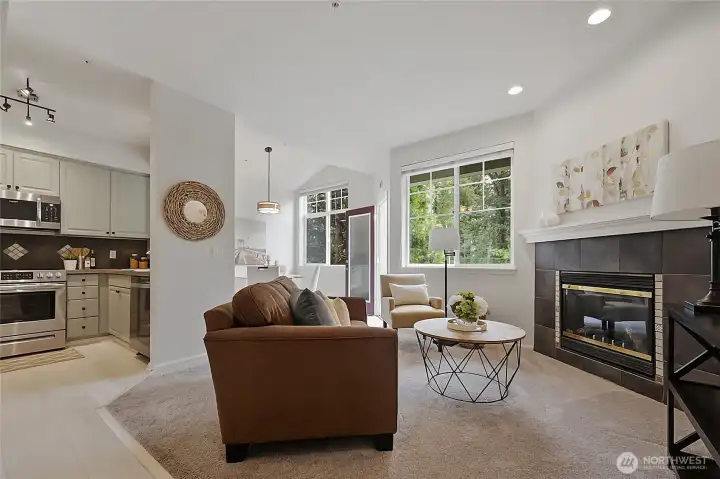 The floor plan is open and flows nicely, great for entertaining.
