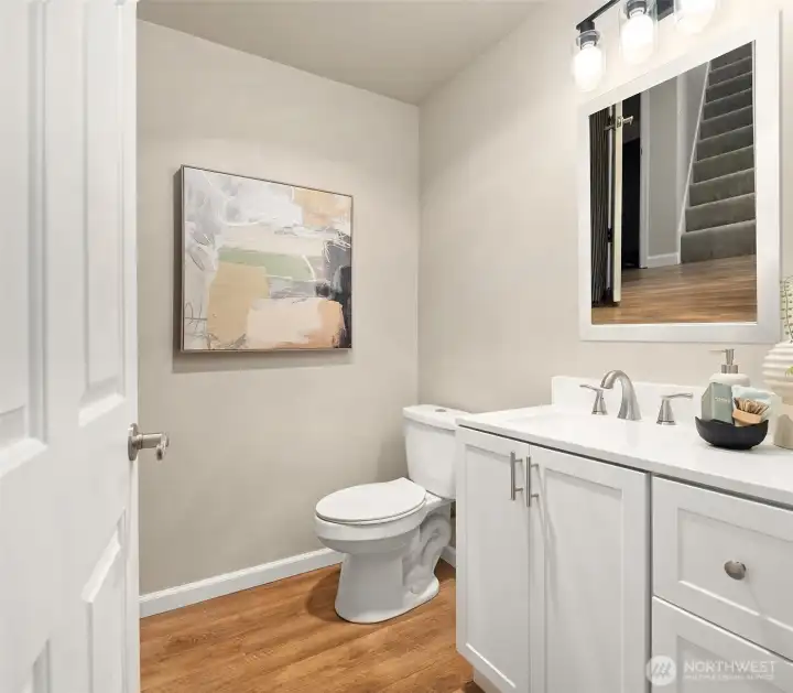 Main level bath, no pictured is washer and dryer.