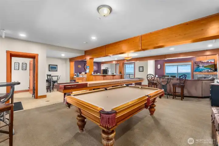 Regulation pool table and shuffleboard