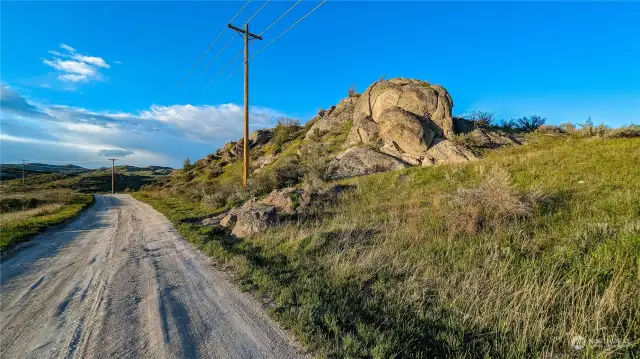 Looking North up the road on the West end of the property.