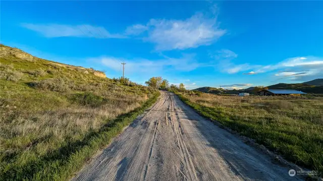 Looking South at the road on the West end of property.