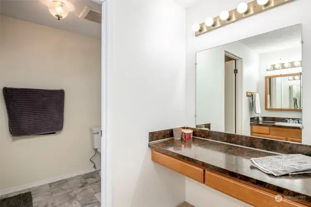 Double vanity in ensuite bathroom.