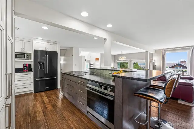 Spacious kitchen with a view