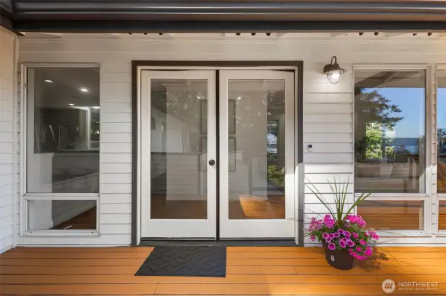 Double entry glass doors welcome you inside