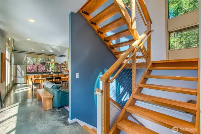 The stairs lead up to a loft space.