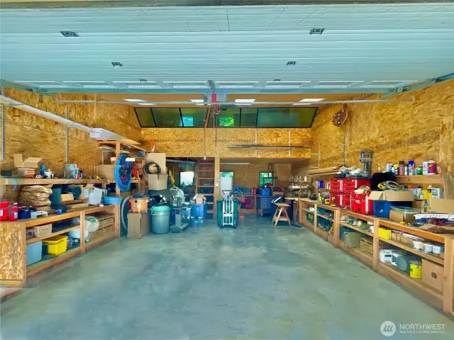 Tons of storage and work space in the two car garage.