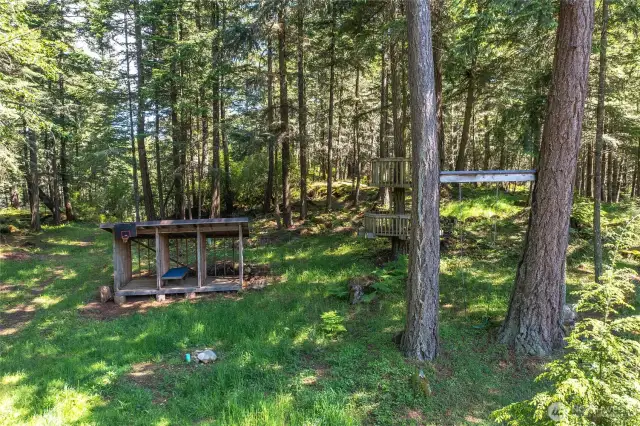 The acreage has meditative trails to explore.