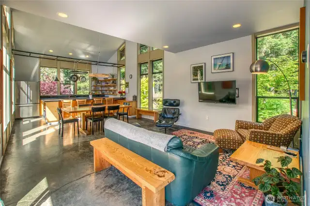 Enter into a great room leading to the main living space with a gourmet kitchen.