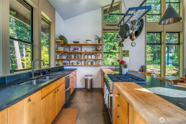 The kitchen is the center focus of this room a chef's dream!