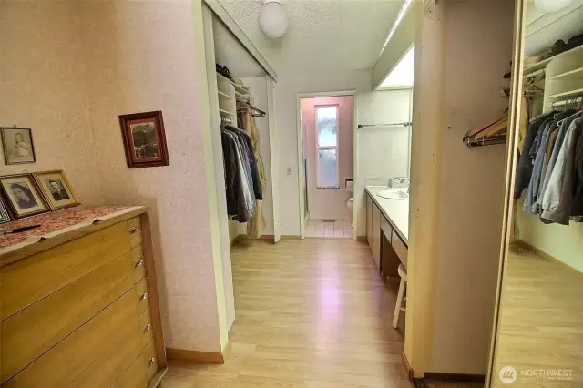 Walk in Primary Bath with closets
