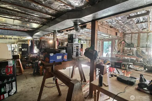 Back left of basement