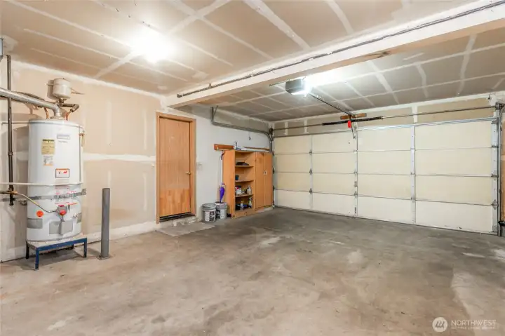Garage with home access door.