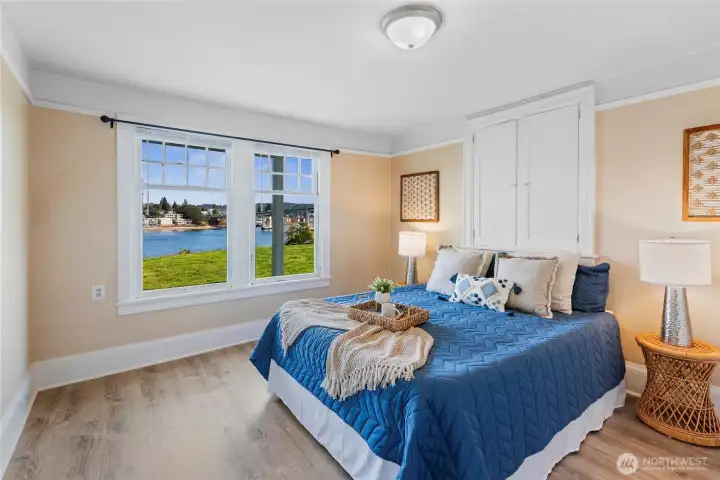 One bedroom in the lower unit