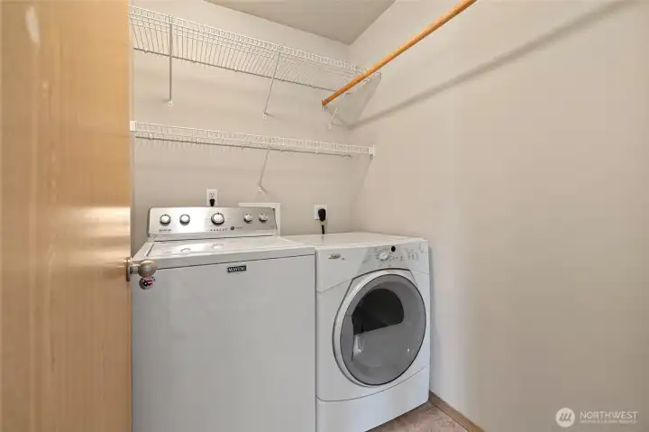 Laundry space conveniently located upstairs near all bedrooms.