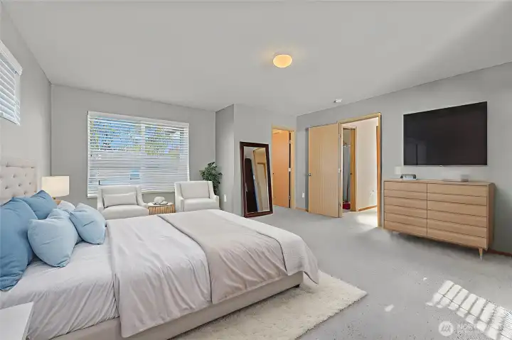 Virtually staged primary suite