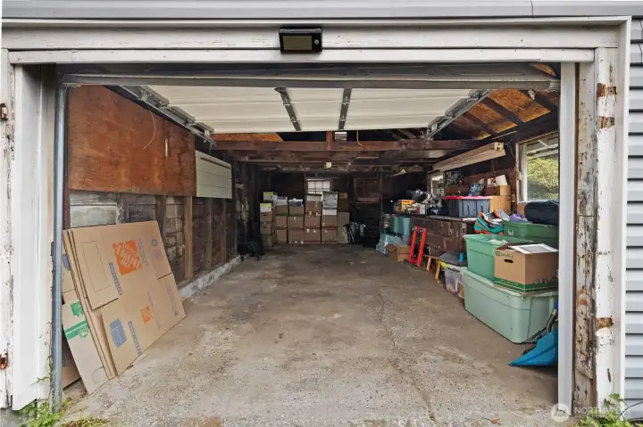Generously sized garage. Ready for your workshop, storage, or parking your vehicle.