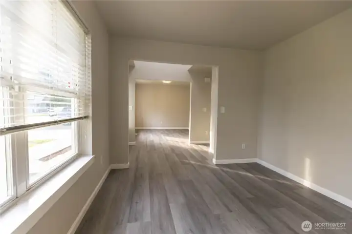 Living room looking into the dining room