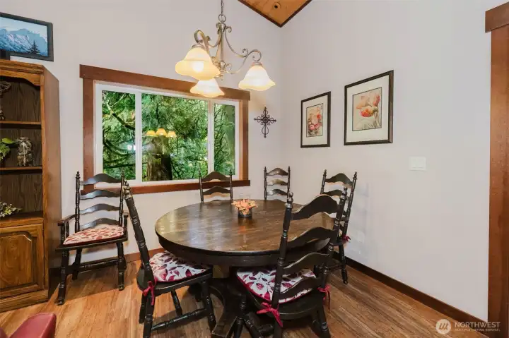Dining area looks over creek