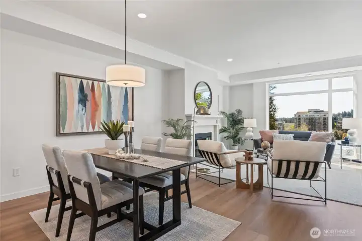 Open concept dining and family rooms