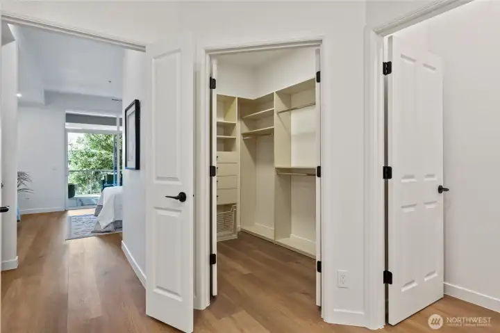 Walk-in closet with built in closet system