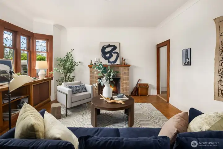 One of two comfy seating areas.