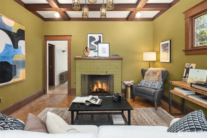 Originally the dining room, here it is used as a soothing retreat for reading, music or just enjoying the fire at night.