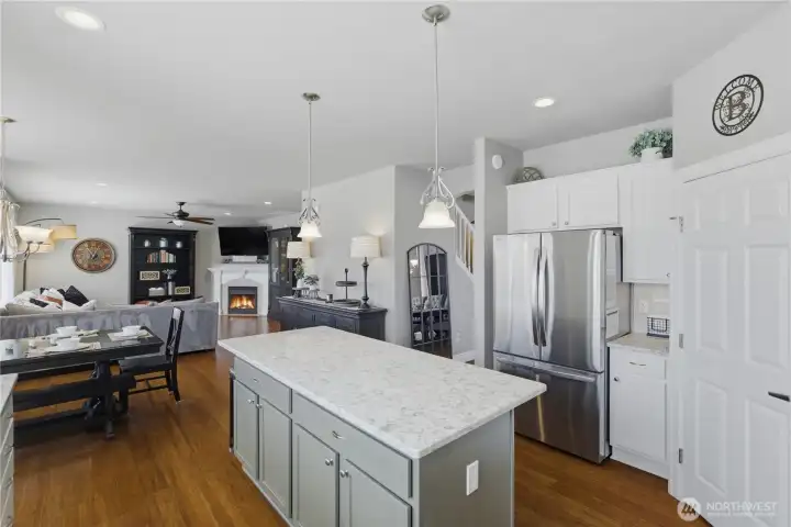 Spacious kitchen with island.