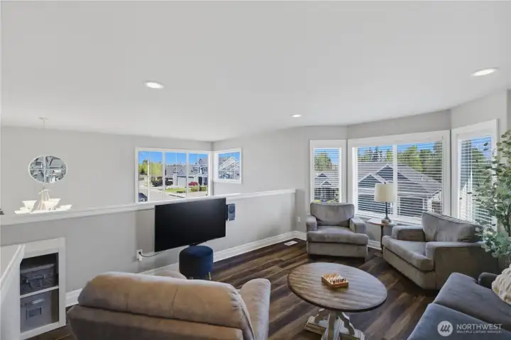 Upstairs landing works for both entertainment space or kids area.