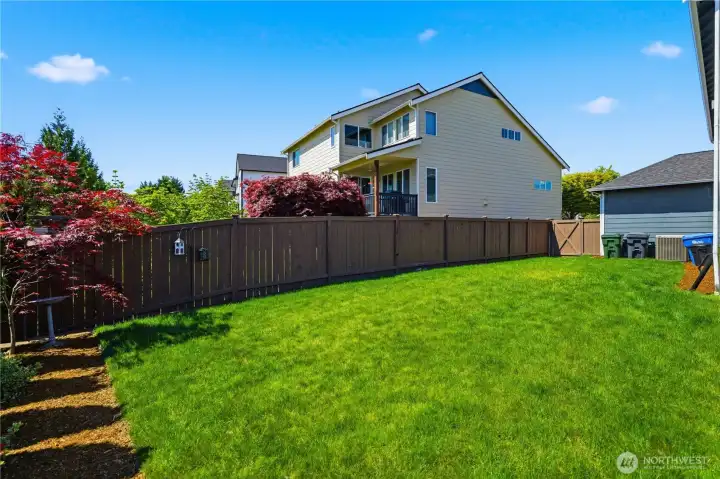 Level side yard.