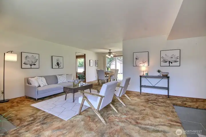 Original hardwood floors rest beneath the carpet, ready to shine once again!