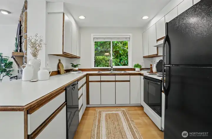 Lots of good counter and storage space here.